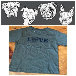 NWOT! SMALL RUMBLE 2T Olive Pug Screen Printed Organic T-Shirt Tee